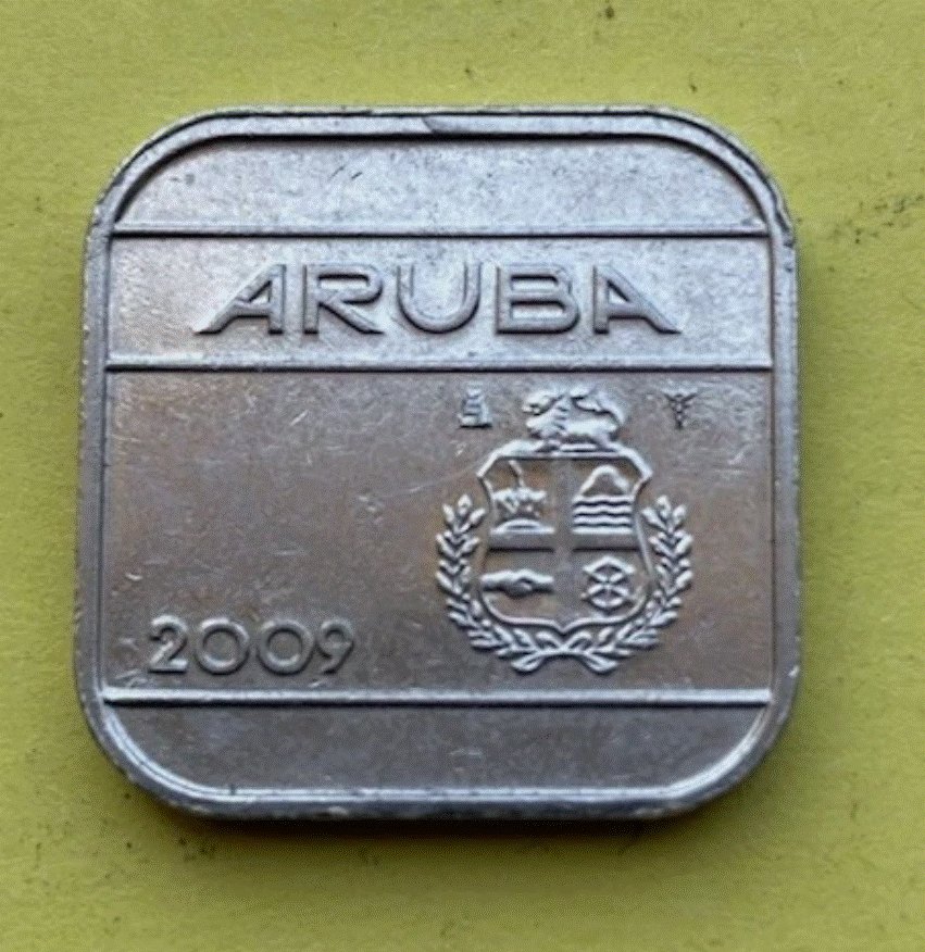 Aruba 50 Cents 2009 | Quadratische Münze / Square Coin | Sammlerstück   