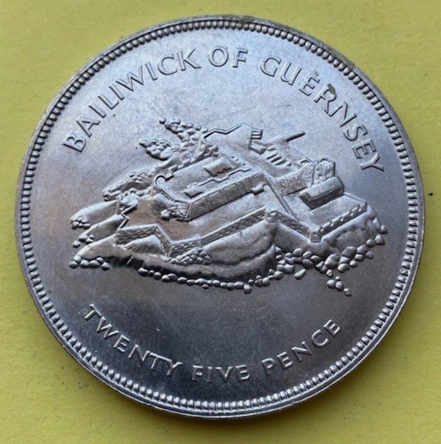  Guernsey 25 Pence 1977 Regentschaft von Königin Elizabeth II.   