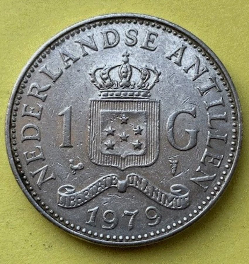  Niederländische Antillen 1 Gulden 1979 - Königin Juliana Karibik Wappen   