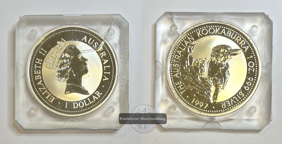  Australien 1 Dollar 1997 Kookaburra KM#318 FM-Frankfurt Feinsilber: 31,06g   