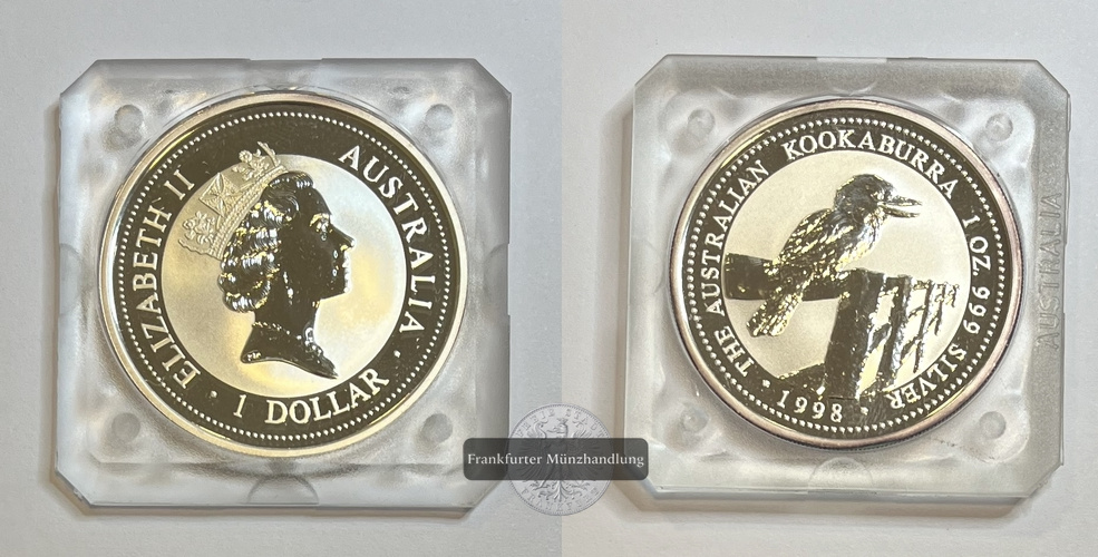  Australien 1 Dollar 1998 Kookaburra KM#362 FM-Frankfurt Feinsilber: 31,06g   