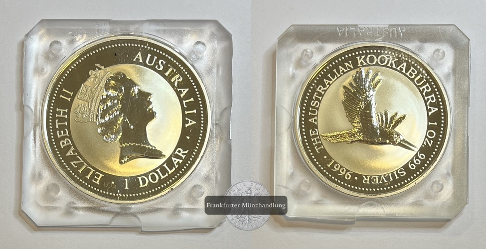  Australien 1 Dollar 1996 (1995-96) Kookaburra FM-Frankfurt KM#289 Feinsilber: 31,1g   