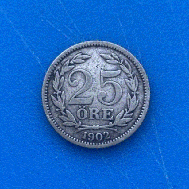  Schweden 25 Öre 1902 Oscar II Silber   