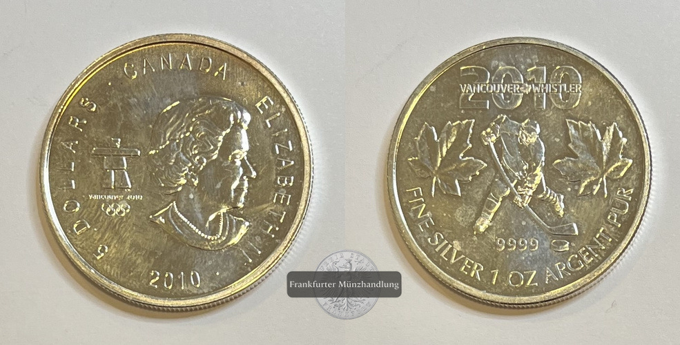  Kanada 5 Dollar 2010 Maple Leaf Vancouver FM-Frankfurt Feinsilber: 31,1g   