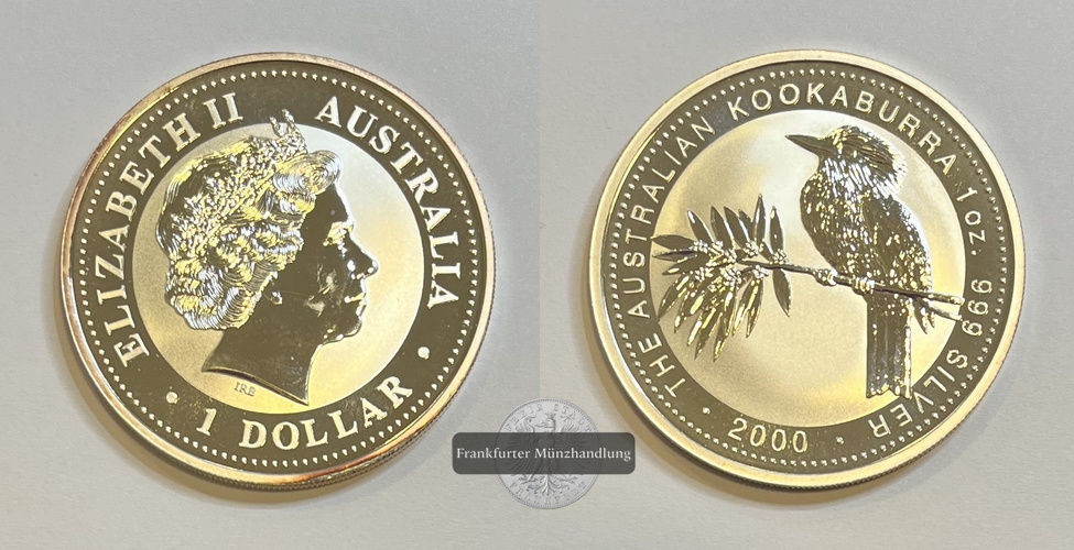  Australien 1 Dollar 2000 Kookaburra KM#416 FM-Frankfurt  Feingewicht: 31,06g   
