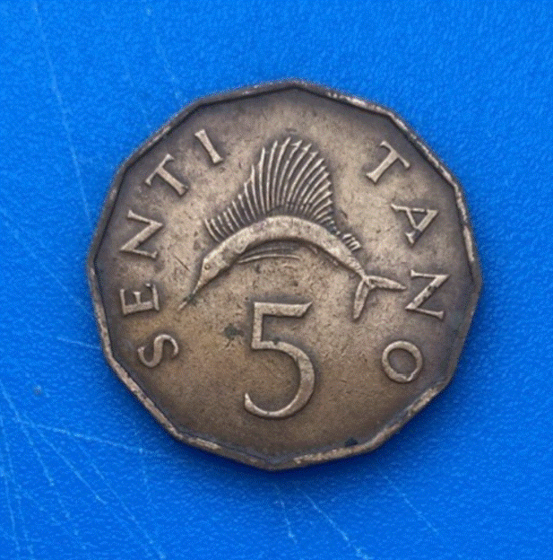  BRONZE - Tansania 5 Senti 1966 Fisch   