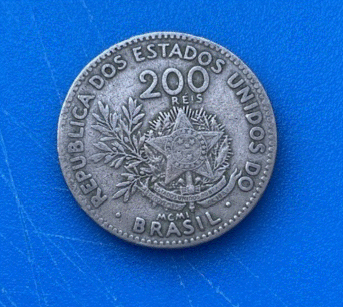  Brasilien 200 Reis 1901 MCMI Münze   