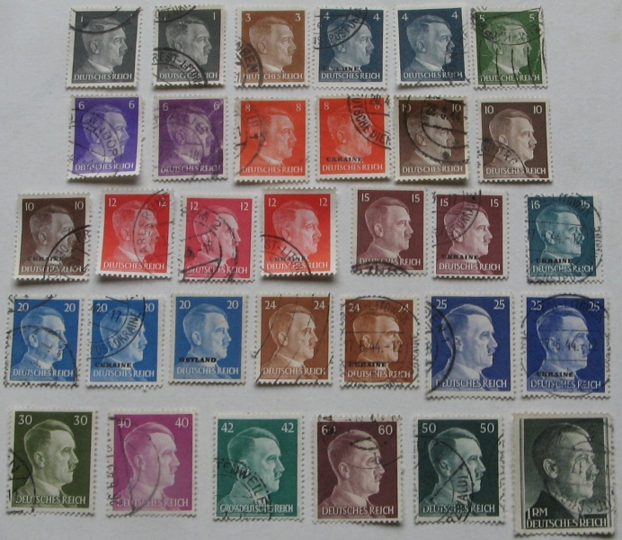  1941-1944, German Realm, a set 32 stamps  from series „Adolf Hitler (1889-1945), Chancellor”   