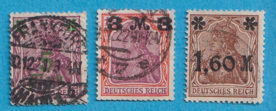 Deutsches Reich Mi.154 - 156 mit Wertaufdruck gest   