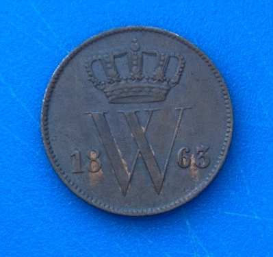  Niederlande 1 Cent 1863 Münze König Willem III Gekröntes „W“   