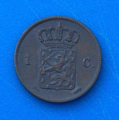  Niederlande 1 Cent 1863 Münze König Willem III Gekröntes „W“   