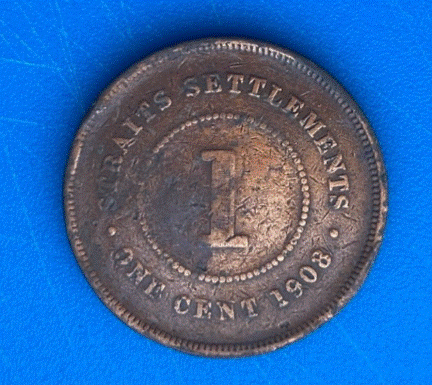  Straits Settlements (Britische Kolonie) 1 Cent 1908 Münze Edward VII   