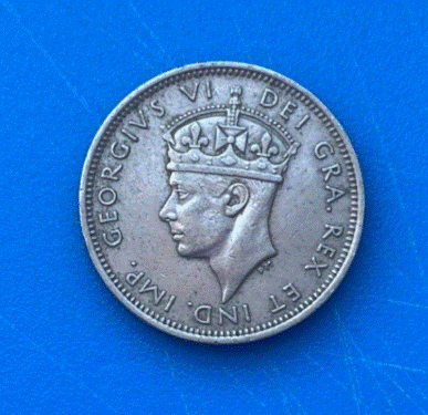  Zypern 1 Shilling 1947 Münze Georg VI. Zwei Löwen Britische Kolonie   