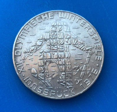  SILBER - 100 Schilling 1975 Innsbruck 1976,ä Skier   