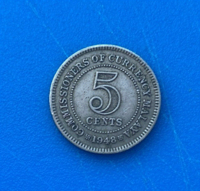  Malaya 5 Cents 1948 Münze König Georg VI Malaya und Britisch-Borneo   