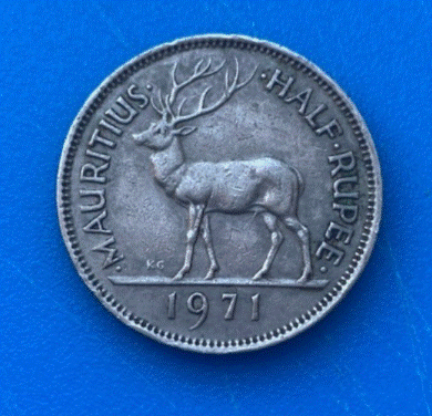  Mauritius .1/2 Half Rupee 1971 Münze Elisabeth II Hirsch   