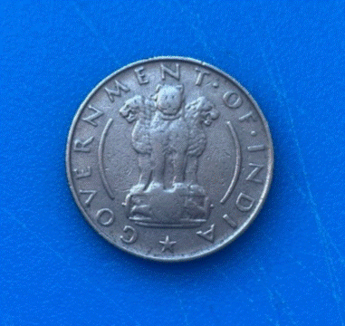  Indien 1/4 Rupee 1954 Münze Weizenähren   