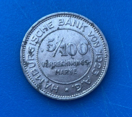  Deutschland 1/10 Mark 1923 Bundesland Hamburg Ve rrechnungsmarke Notgeld   
