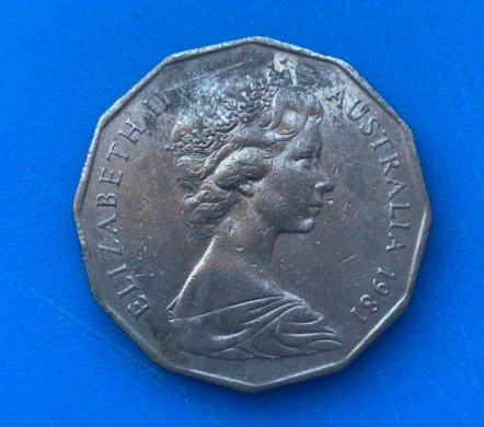  Australien 50 Cents 1981 Münze Elisabeth II Wappen 12-eckig   