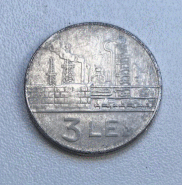  Rumänien 3 Lei 1963 Münze Industrie Raffinerie RPR   