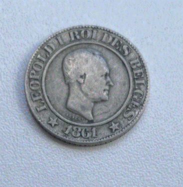  Belgien 20 Centimes 1861 Münze Leopold I L'union fait la force   