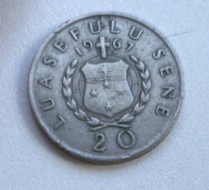  Samoa 20 Sene  1967 Malietoa Tanumafili II.   