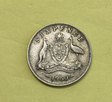  SILBER -  Australien Sixpence 1960 - Königin Elizabeth II. | 6 Pence   