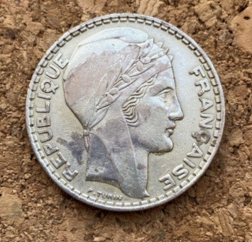  SILBER -  20 Francs Frankreich 1933 Große schwere Silbermünze   