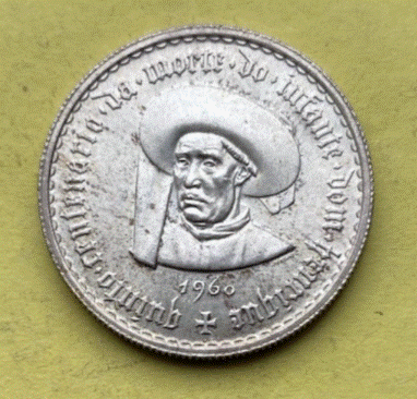  SILBER - Portugal  5 Escudos  1960 Prinz Heinrich   