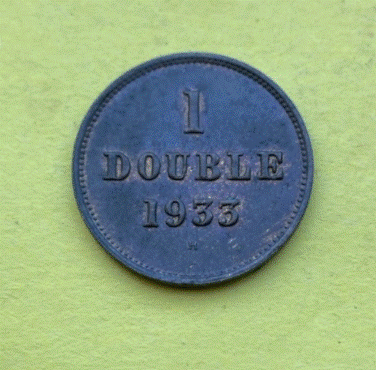  BRONZE - Guernsey 1 Double  1933 | George VI. / George V.   