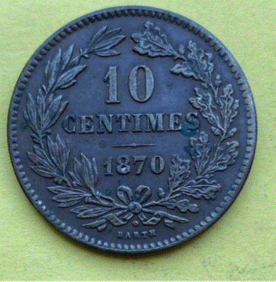  BRONZE - Luxemburg 10 Centimes 1870 Wilhelm III.   