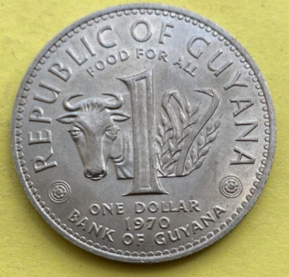  Guyana  1 Dollar  1970 FAO | Kooperative Republik Guyana   