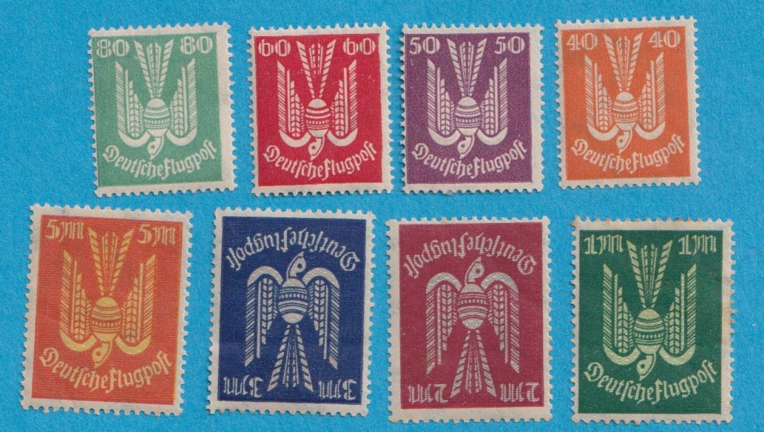 Deutsches Reich Marken aus Mi.210 - 218 Wz.2 mit Falz