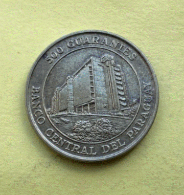  Paraguay 500 Guarani  1997 Wert über dem Gebäude   