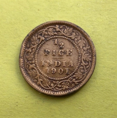  Britisch-Indien 1/2 Paise Pice 1901 | Victoria   