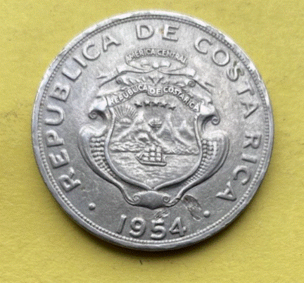  Costa Rica 2 Colones  1954 | AMERICA CENTRAL   