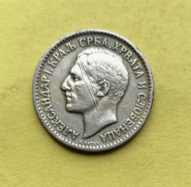  Jugoslawien 1 Dinar  1925 	Aleksander I.   