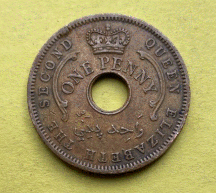  BRONZE - Nigeria 1 Penny  1959 | Königin Elizabeth I   