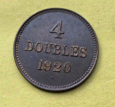  BRONZE - Guernsey 4 Doubles  1920 | George VI. / George V.   