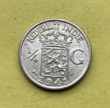  SILBER - Niederländisch Indien 1/4 Gulden  1941 | Wilhelmina .720   