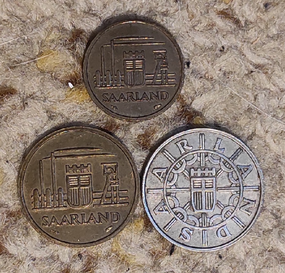  d018: Saarland 3 Nachkriegsmünzen   