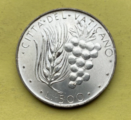  SILBER - Vatikan 500 Lire  1970 - 1976  | Papst Paul VI.   