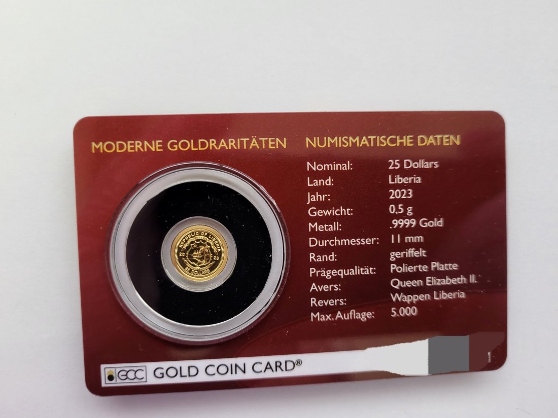  25 Dollar 2023 1. Todestag Queen Elisabeth II. Goldmünze 0,5g 9999 Liberia Spittalgold9800 (5525   