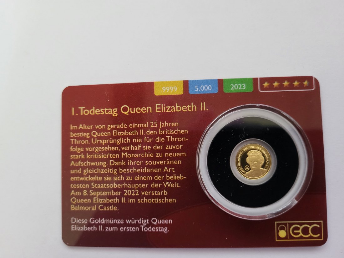  25 Dollar 2023 1. Todestag Queen Elisabeth II. Goldmünze 0,5g 9999 Liberia Spittalgold9800 (5525   