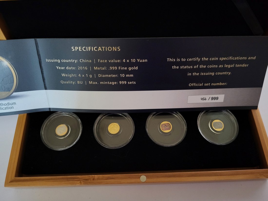  10 Yuan 2016 Panda Goldmünze 4 Stk. 1g 999 China Spittalgold9800 (5525   