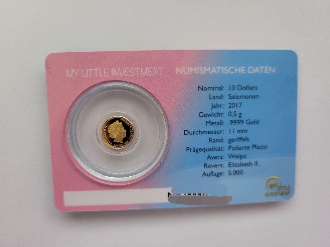  10 Dollar 2017 Goldmünze Hund 0,5g 9999 Solomon Island Spittalgold9800 (5525   