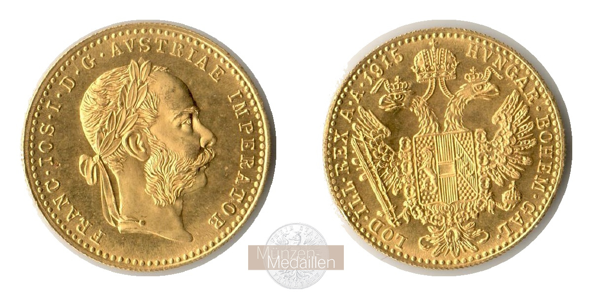 Österreich-Ungarn, Franz Joseph I. MM-Frankfurt Feingold: 3,44g Dukat 1915 NP 