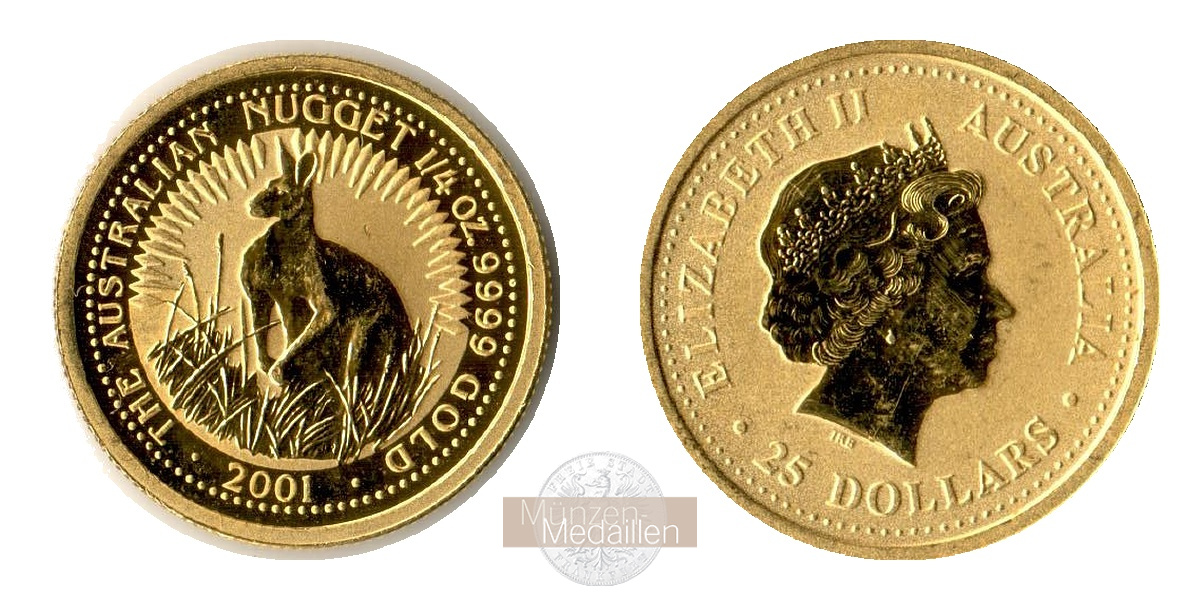 Australien  25 Dollar MM-Frankfurt Feingold: 7,75g Kangaroo 2001 