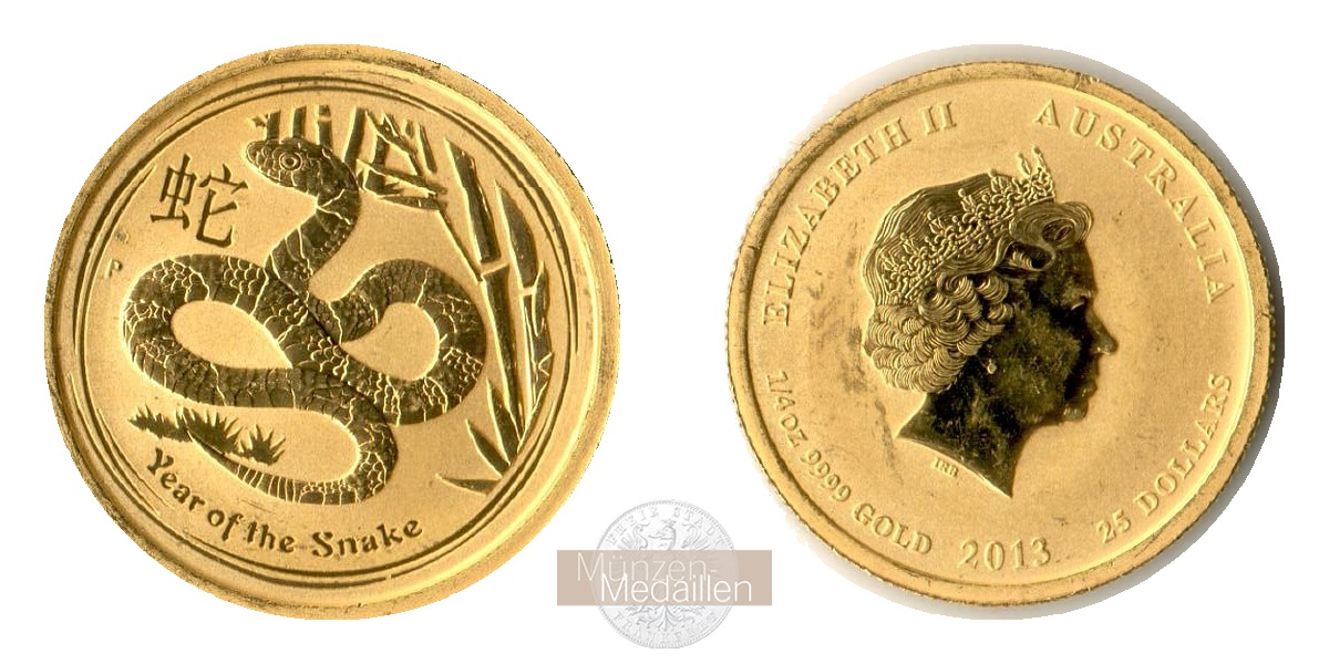 Australien 25 Dollar MM-Frankfurt Feingold: 7,78g Jahr der Schlange 2013 