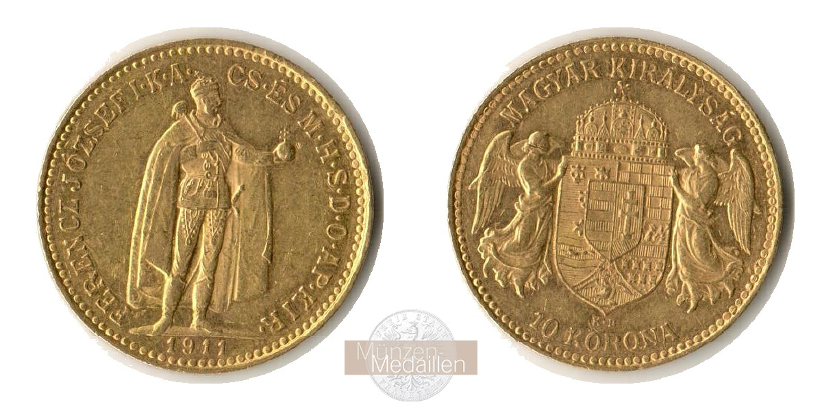 Ungarn MM-Frankfurt  Feingold: 3,05g 10 Kronen 1911 
